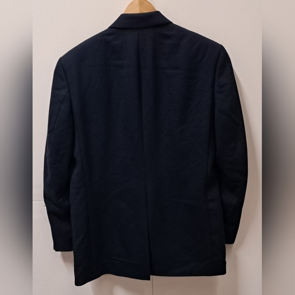 Vintage 80s Men's Sport Coat Jacket Canvas Navy Gold Buttons 2-Btn Canada Sz 40R - Picture 4 of 12